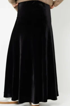 'Fauna' Velvet Flared Pull On Maxi Skirt