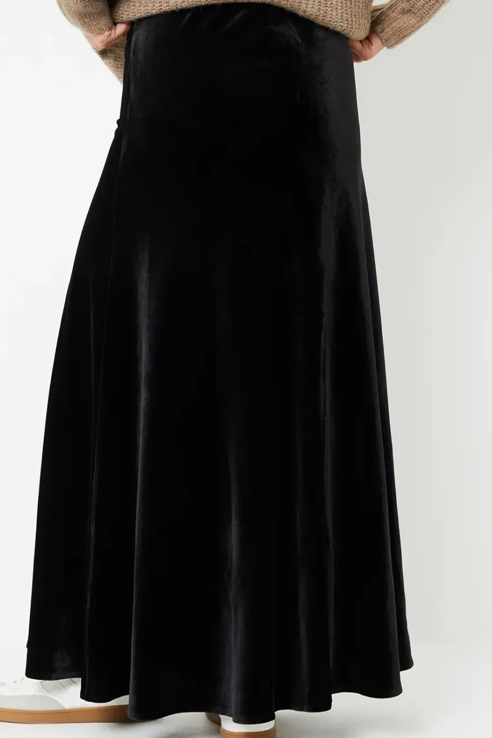 'Fauna' Velvet Flared Pull On Maxi Skirt