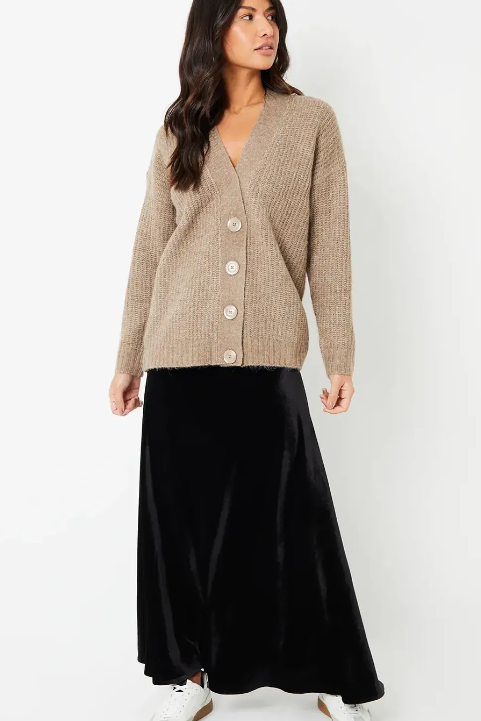 'Fauna' Velvet Flared Pull On Maxi Skirt