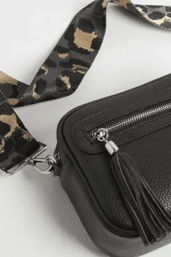 'Florence' Crossbody Bag with Dark Leopard Print Strap