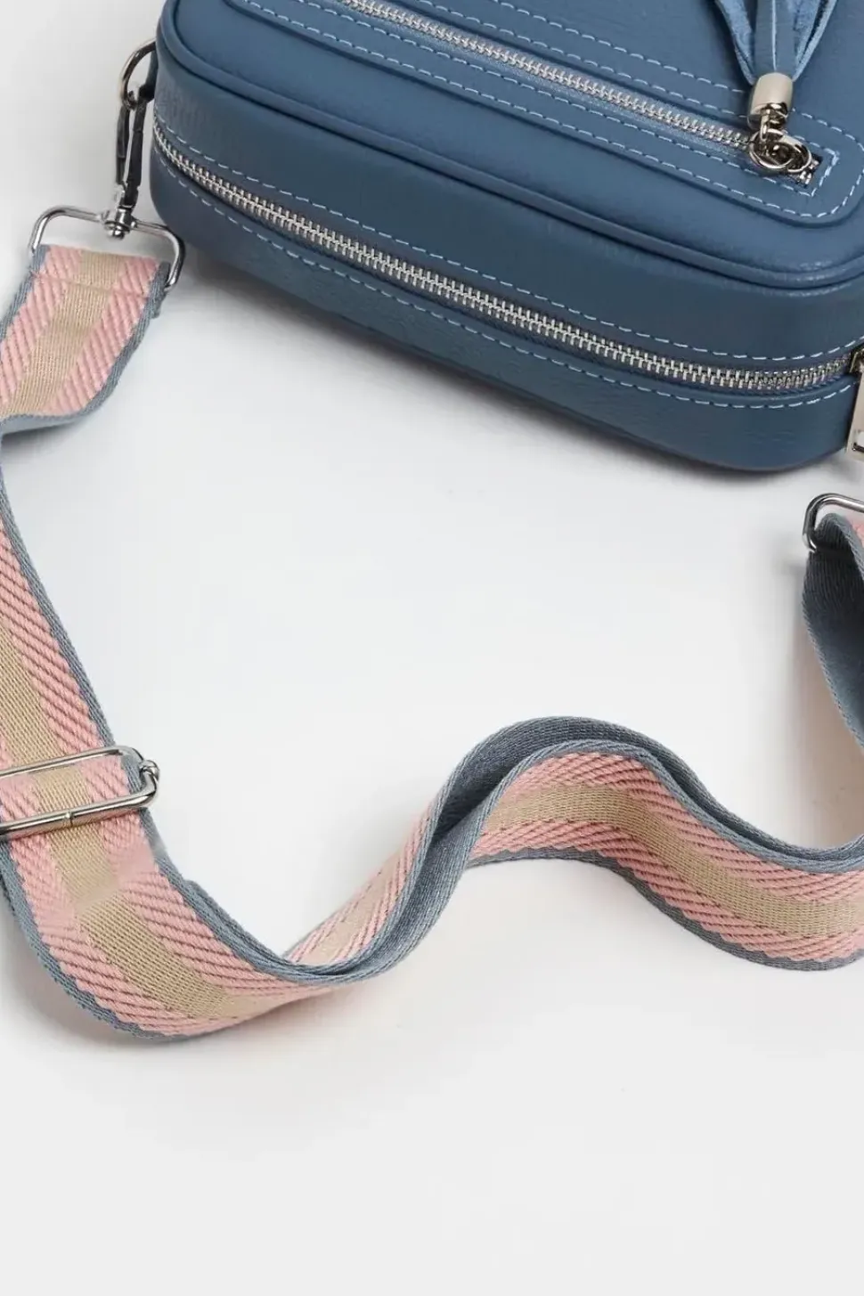 'Florence' Crossbody Bag with Pastel Stripe Strap
