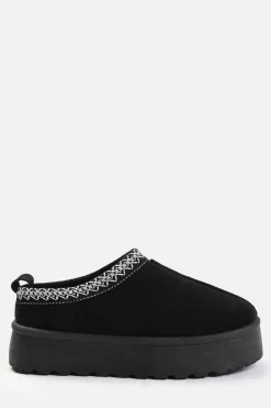 'Freeze' Flatform Embroidered Low Ankle Slipper Boots