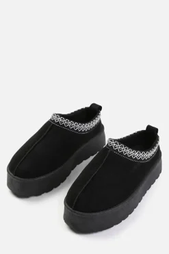 'Freeze' Flatform Embroidered Low Ankle Slipper Boots