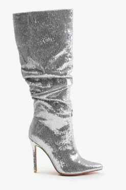 'Glimmer' Below Knee Sequin Slouch Boots