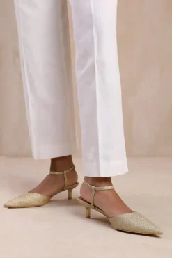 'Greece' Low Kitten Heels Pointed Toe Ankle Strap