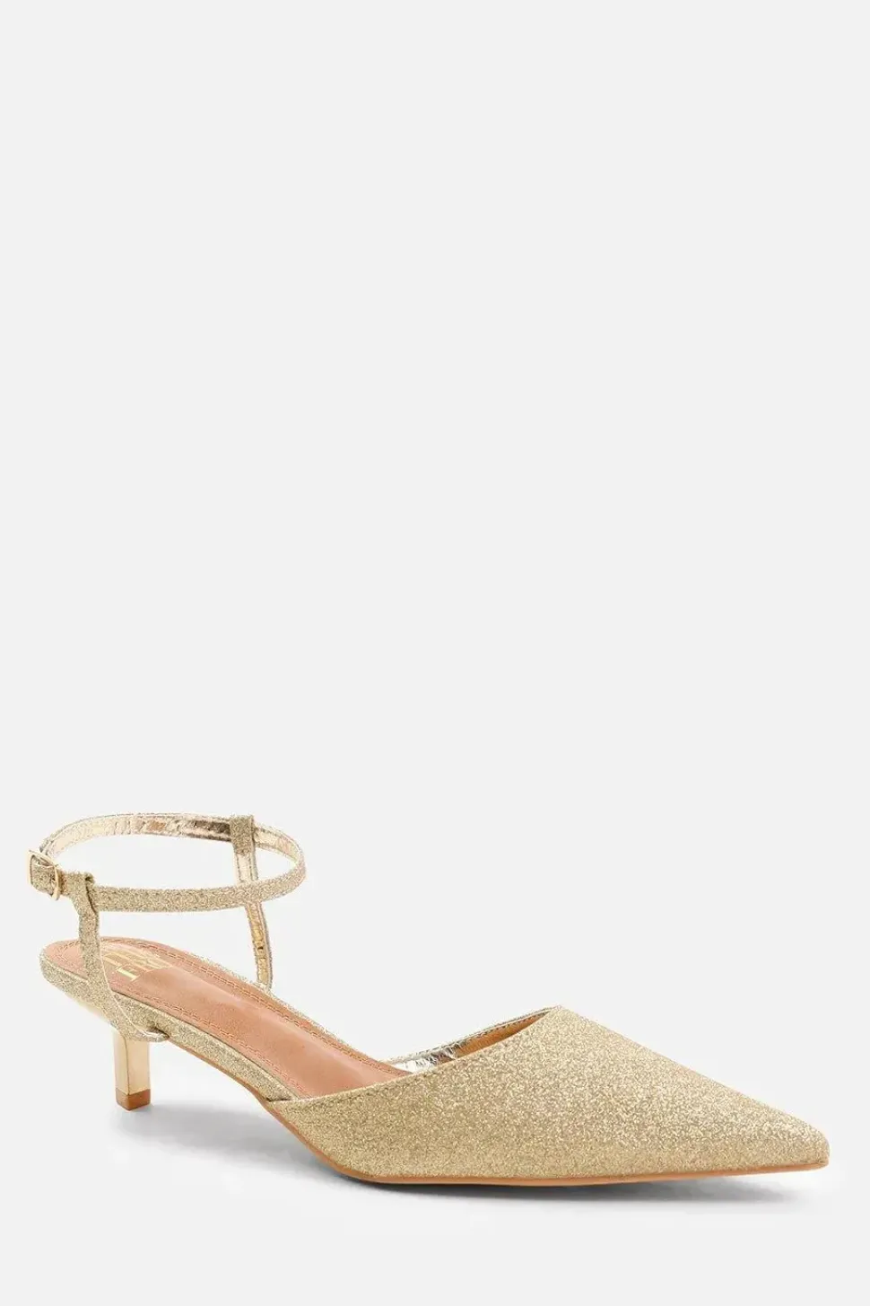 'Greece' Low Kitten Heels Pointed Toe Ankle Strap