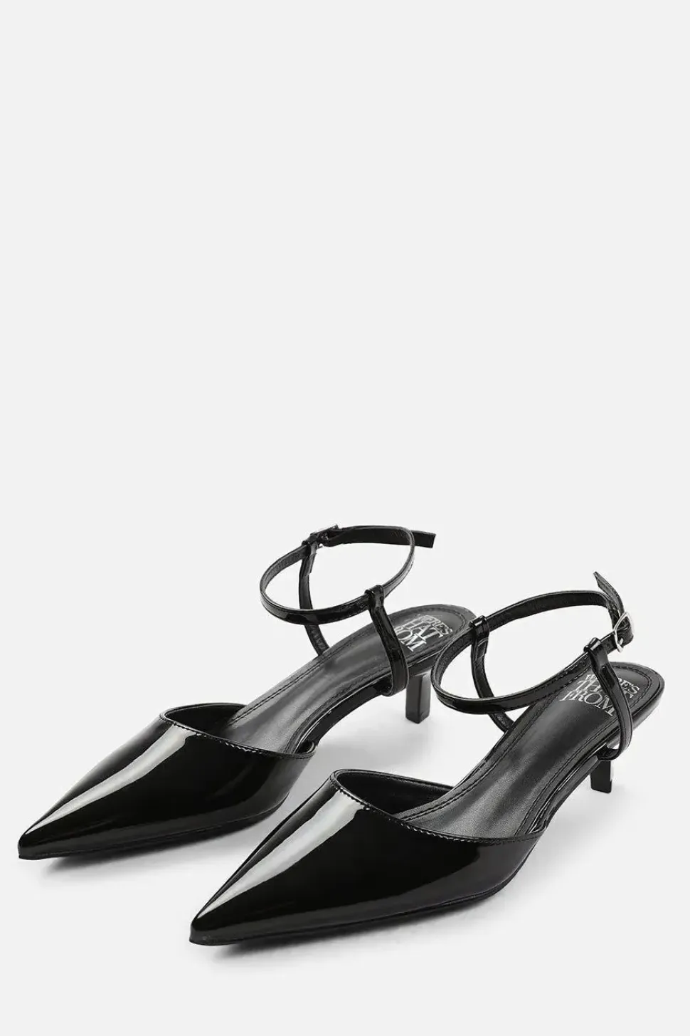 'Greece' Wide Fit Low Kitten Heels Pointed Toe Ankle Strap