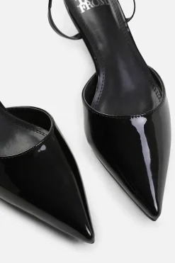 'Greece' Wide Fit Low Kitten Heels Pointed Toe Ankle Strap