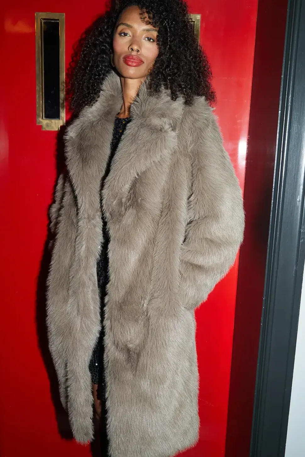 'Grizzly' Longline Faux Fur Coat
