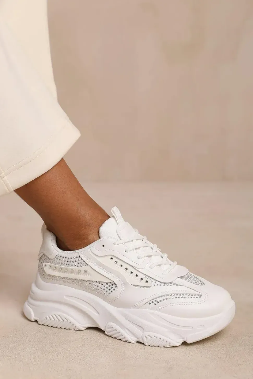 'Groove' Chunky Sole Diamante Detail Trainer