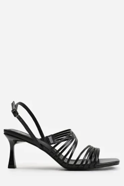 'Hailey' Wide Fit Square Toe Low Block Slingback Heel With Multi Strap Detail