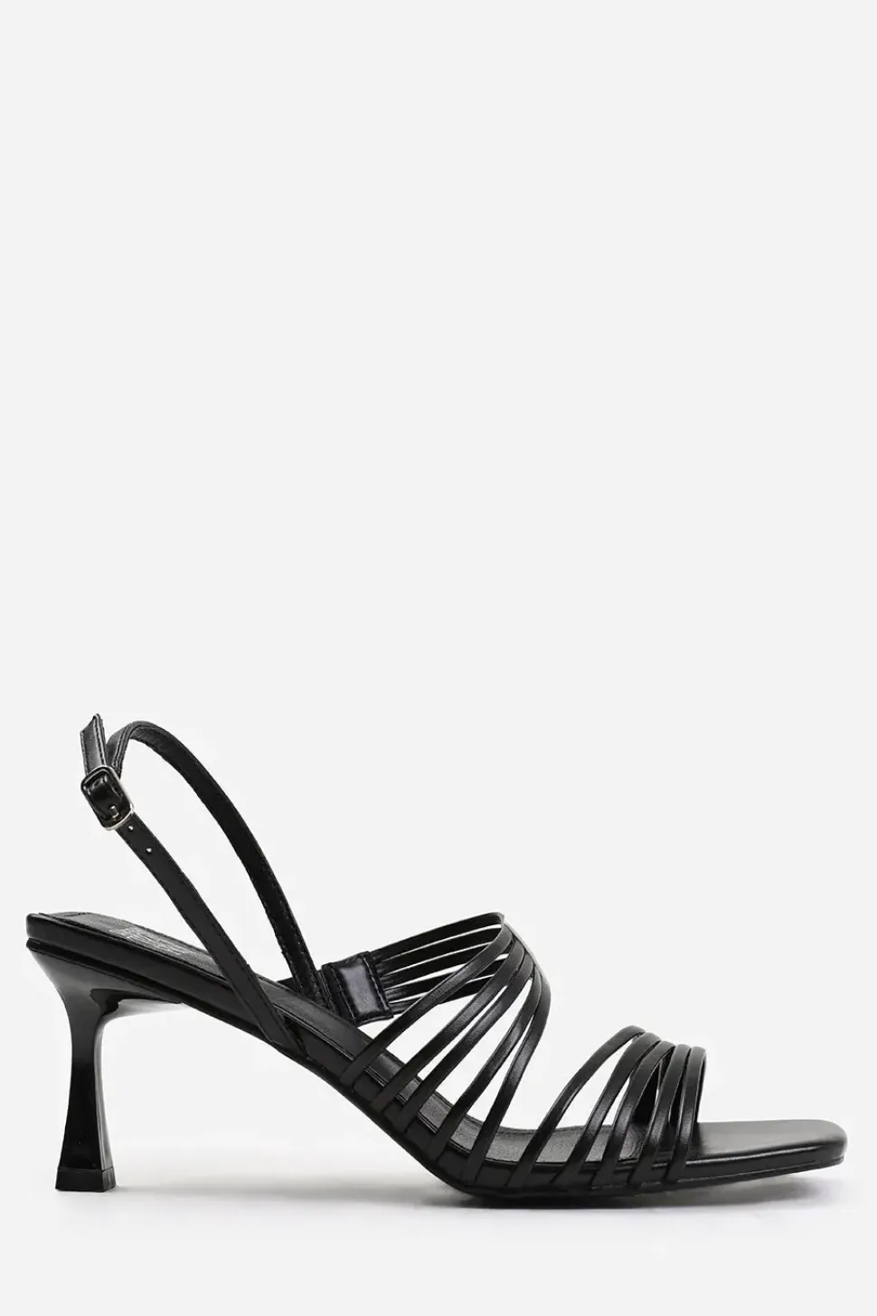 'Hailey' Wide Fit Square Toe Low Block Slingback Heel With Multi Strap Detail