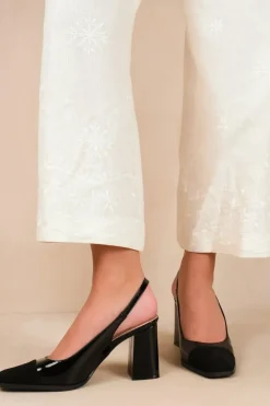 'Helsinki' Mid Block Toe Cap Slingback Court Shoes