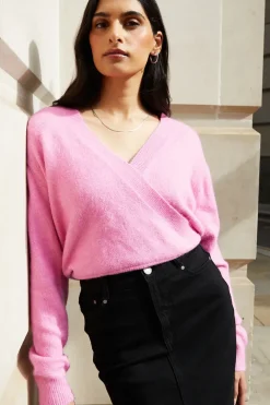'Hepburn' Wrap Front Knitted Jumper