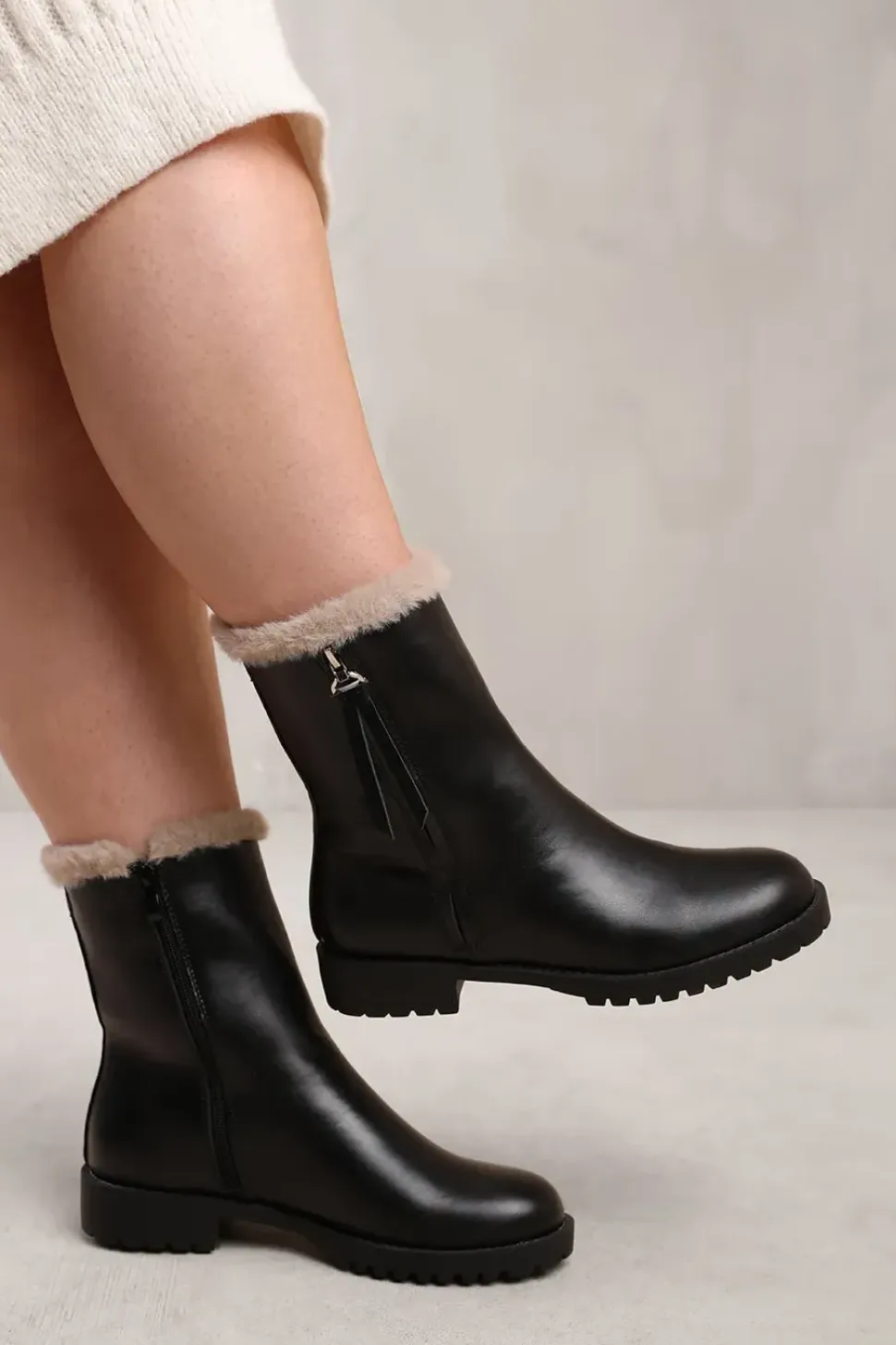 'Ice' Mid Calf Boot With Fur Trim