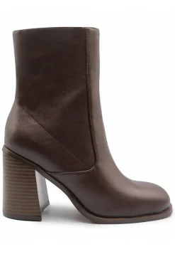 'Keisha' Block Heel Mid Calf Boots With Side Zip