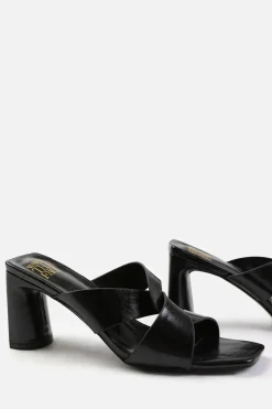 'Kenya' Twist Over Strap Block Heel Mules