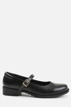 'Kingston' Wide Fit Low Heel Loafer With Strap And Buckle Detail