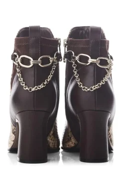 'Klarisa' Snake Print Leather Heeled Boots