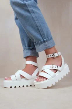 'Layla' Wide Fit Buckle Strap Platform Sandals