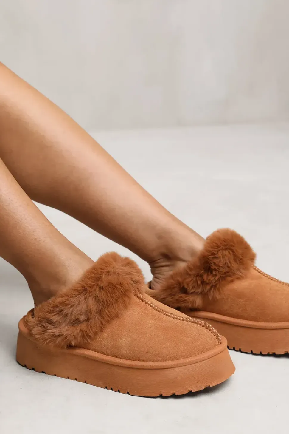 'Lilah' Slide On Slipper With Faux Fur Lining