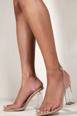 'Lillia' Perspex Block Heels With Straps