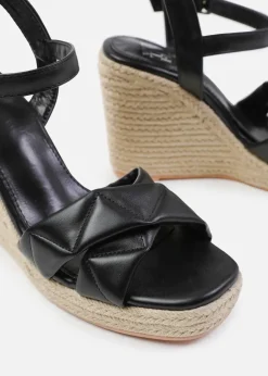 'Lima' Padded Cross Over Strap Espadrille Wedges