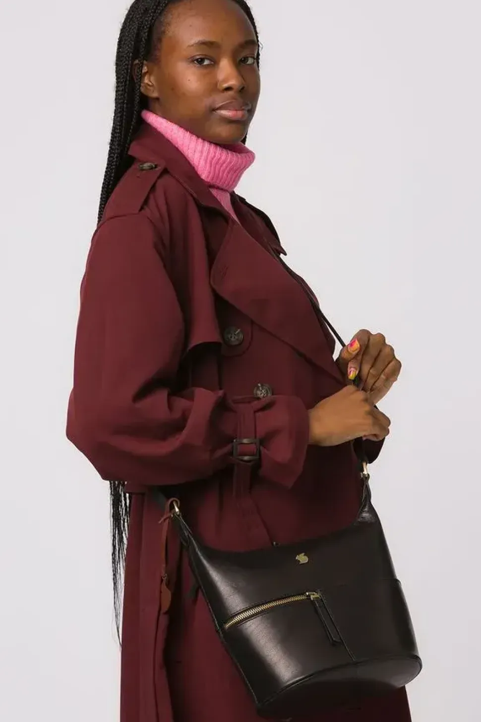 'Little Kristin' Plum Leather Shoulder Bag