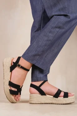 'London' Espadrille Style Flatform With Ankle Strap Sandals