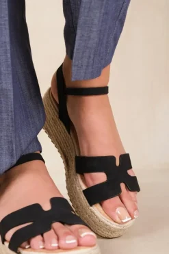 'London' Espadrille Style Flatform With Ankle Strap Sandals