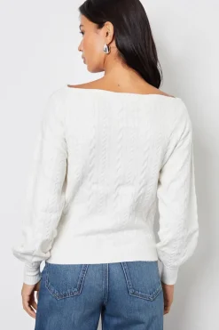 'Mable' Slash Neck Cable Knit Jumper