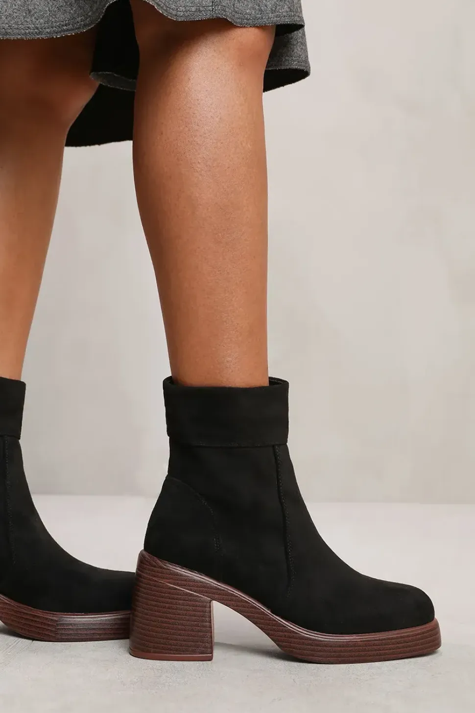 'Maddie' Ankle Boot With Side Zip And Chunky Heel