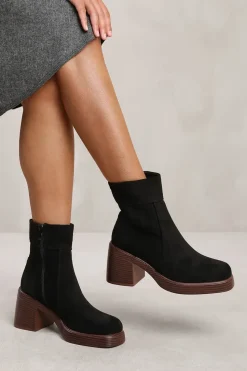 'Maddie' Ankle Boot With Side Zip And Chunky Heel