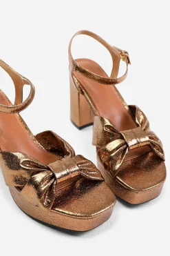 'Madon' Mid Block Heel With Plaftorm And Bow Detailing