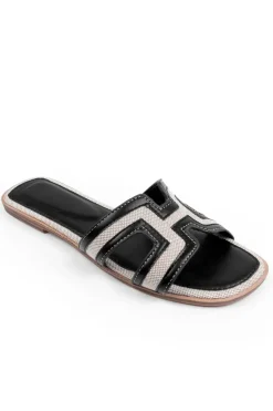 'Maldives' Wide Fit Cut Out Strap Flat Sandals