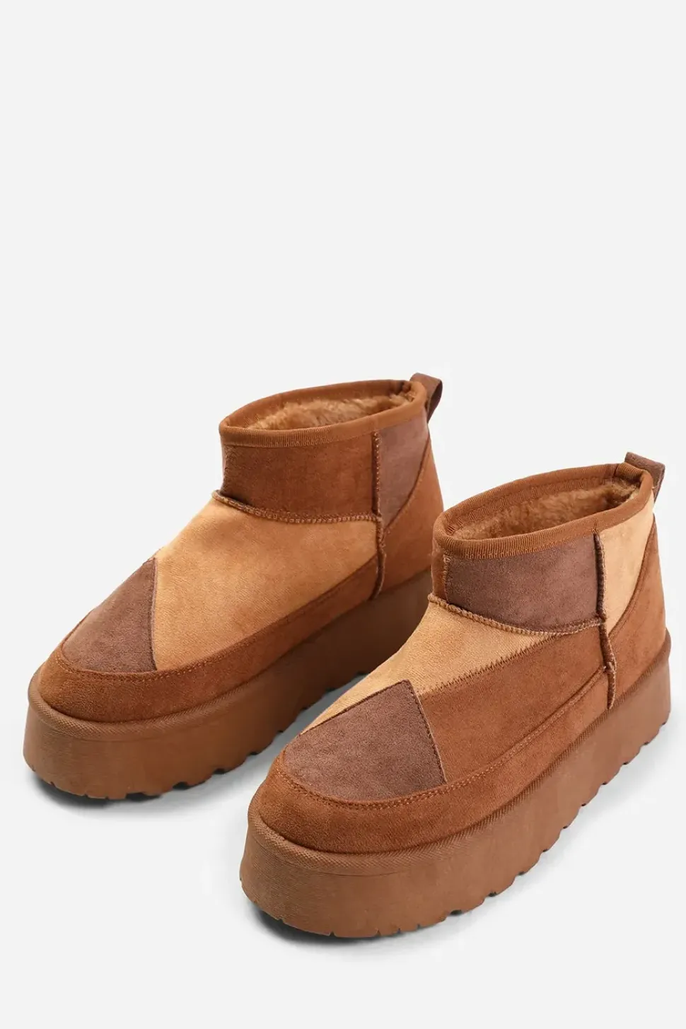 'Mango' Flatform Patchwork Faux Fur Lining Ankle Boot