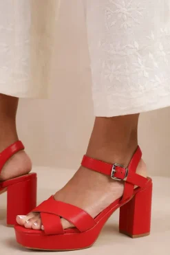 'Marcia' Wide Fit Statement Platform Strappy Block High Heels Shoes