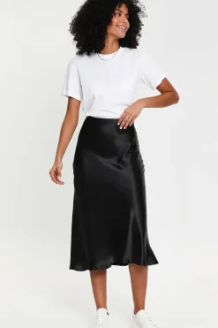 'Marie' Satin Midi Skirt