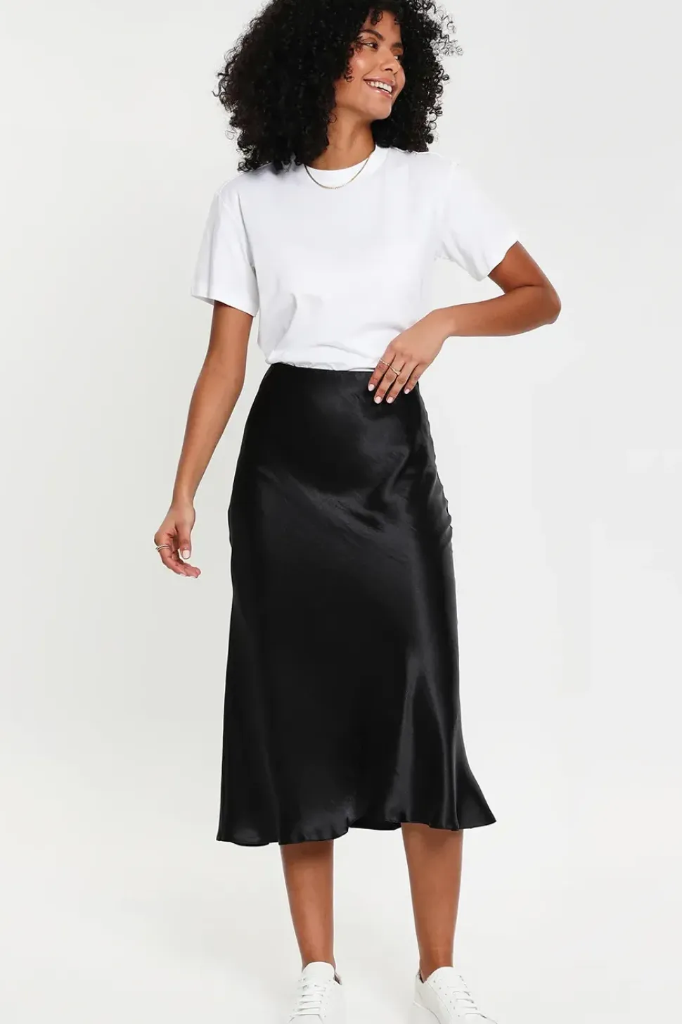 'Marie' Satin Midi Skirt