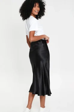 'Marie' Satin Midi Skirt