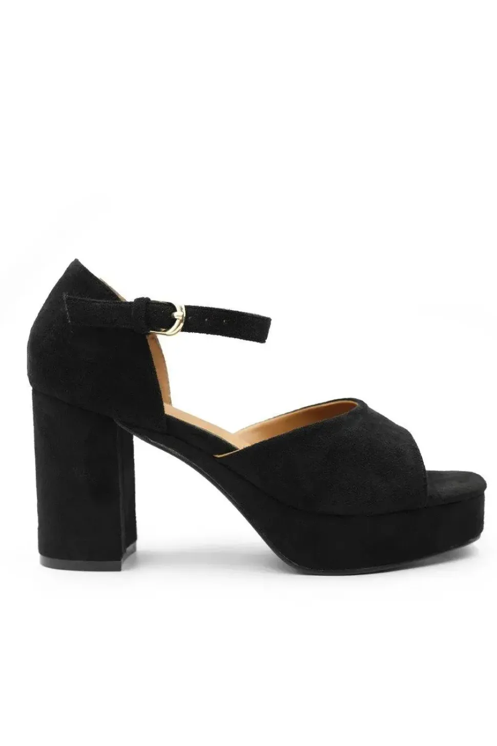 'Marin' Statement Platform Block High Heels With Buckle Detail