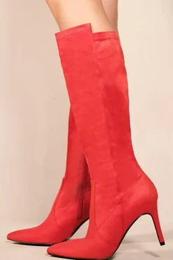 'Marta' Pointed Toe Calf High Boots With Side Zip