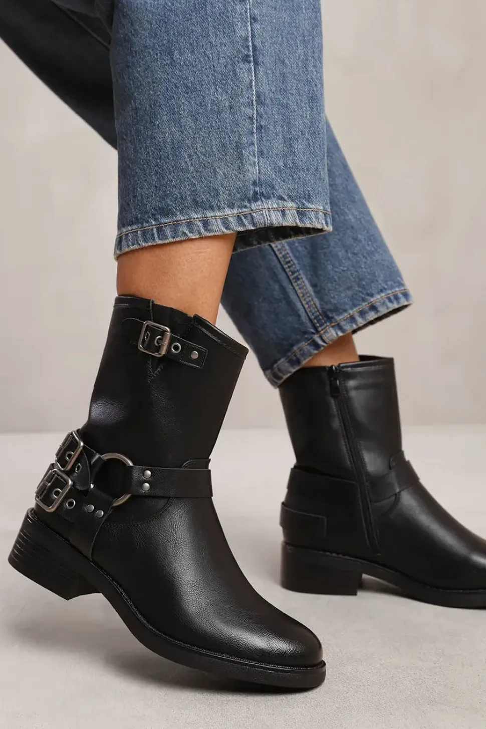 'Micah' Wide Fit Ankle Boot With Buckle Detailing