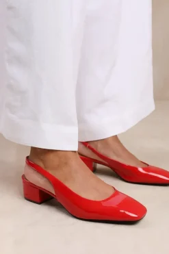 'Michigan' Square Toe Slingback Low Block Heels