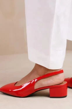 'Michigan' Wide Fit Square Toe Slingback Low Block Heels