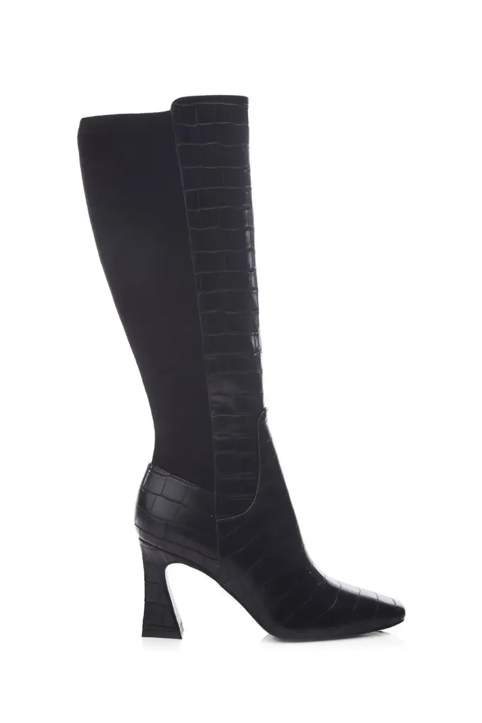 'Millea' Patent Mocc Croc Heeled Boots