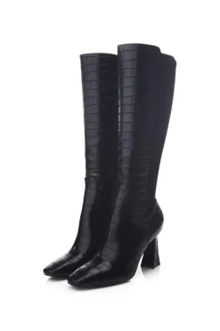 'Millea' Patent Mocc Croc Heeled Boots