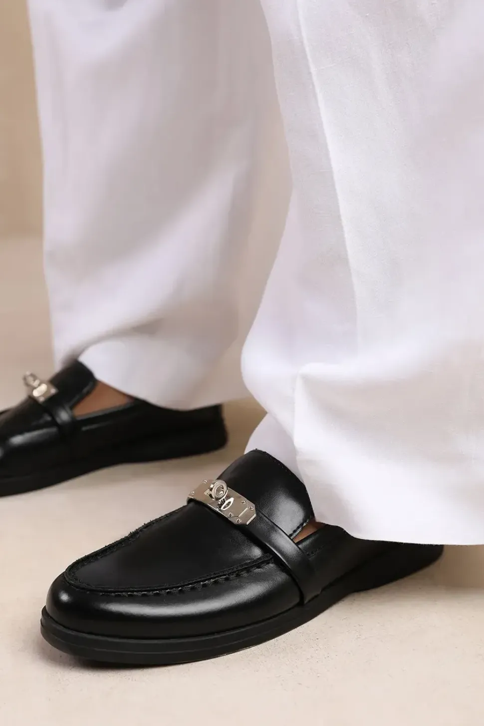 'Morocco' Wide Fit Slip On Loafers With Metal Detailing
