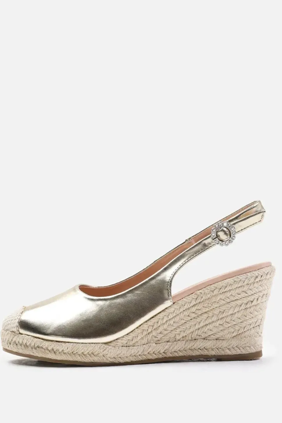 'Nevada' Slingback With Diamante Flower Buckle Espadrille Wedges