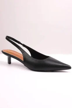 'New Form' Wide Fit Low Kitten Heels With Pointed Toe & Elastic Slingback